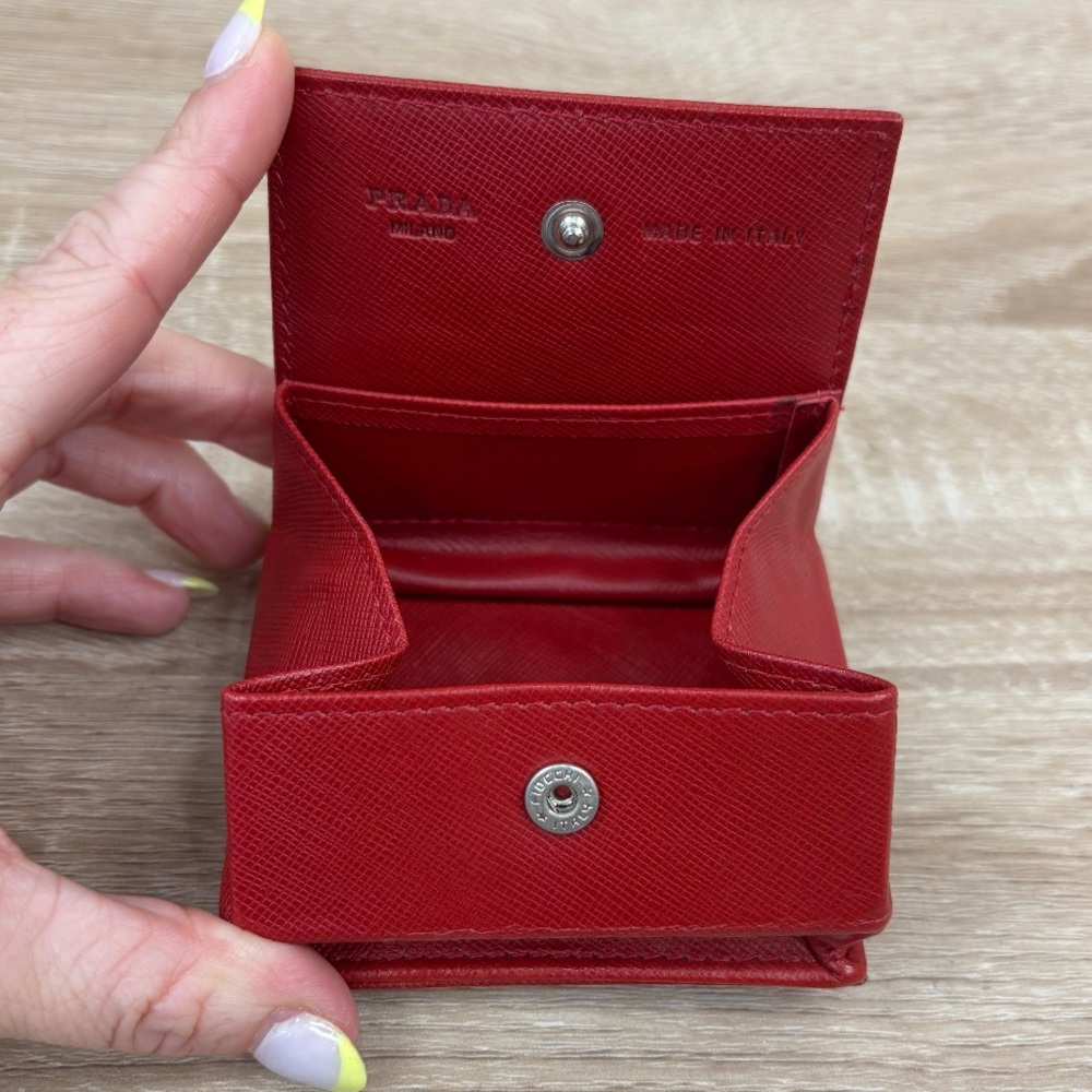 Prada (+COA) Red Saffiano Leather Coin Pouch - Picture 3 of 10